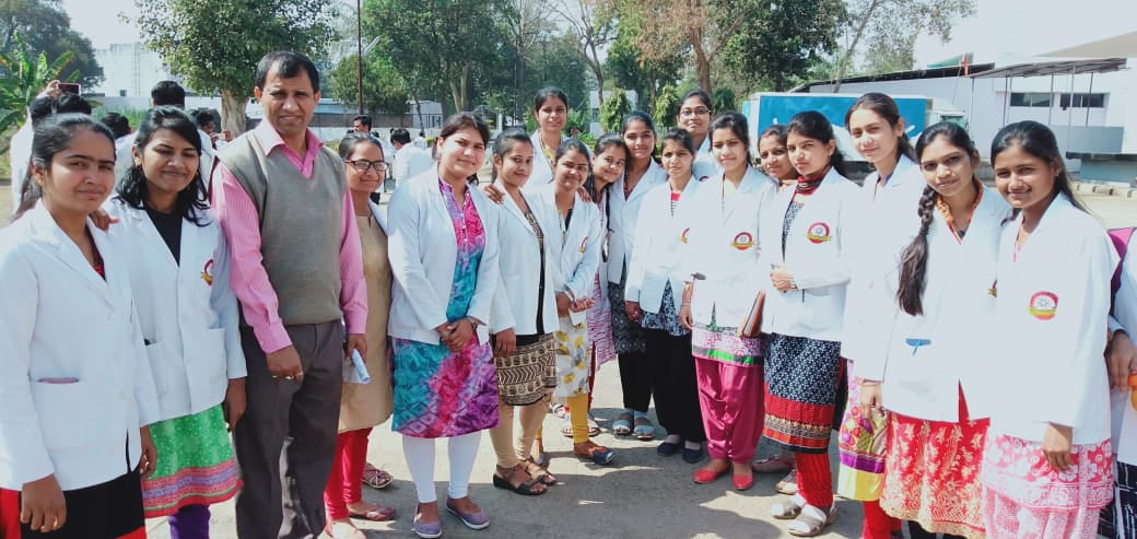 A photograph of students taken during a medical camp