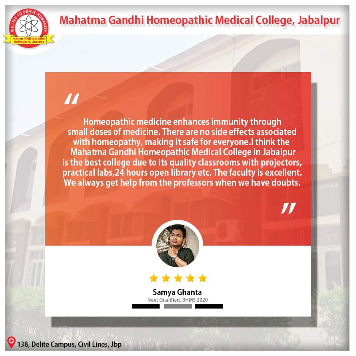 Student`s review on Mahatma Gandhi Homoeopathic Medical College.