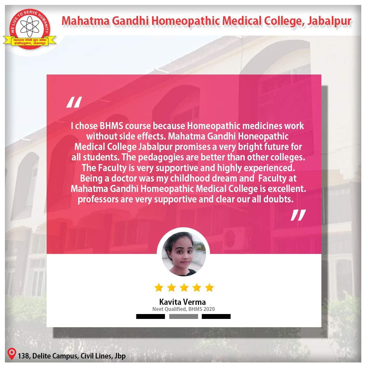 Student`s review on Mahatma Gandhi Homoeopathic Medical College.