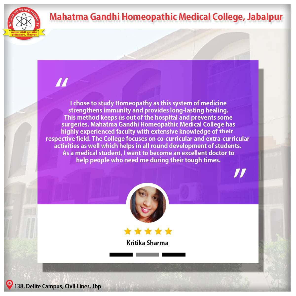 Student`s review on Mahatma Gandhi Homoeopathic Medical College.