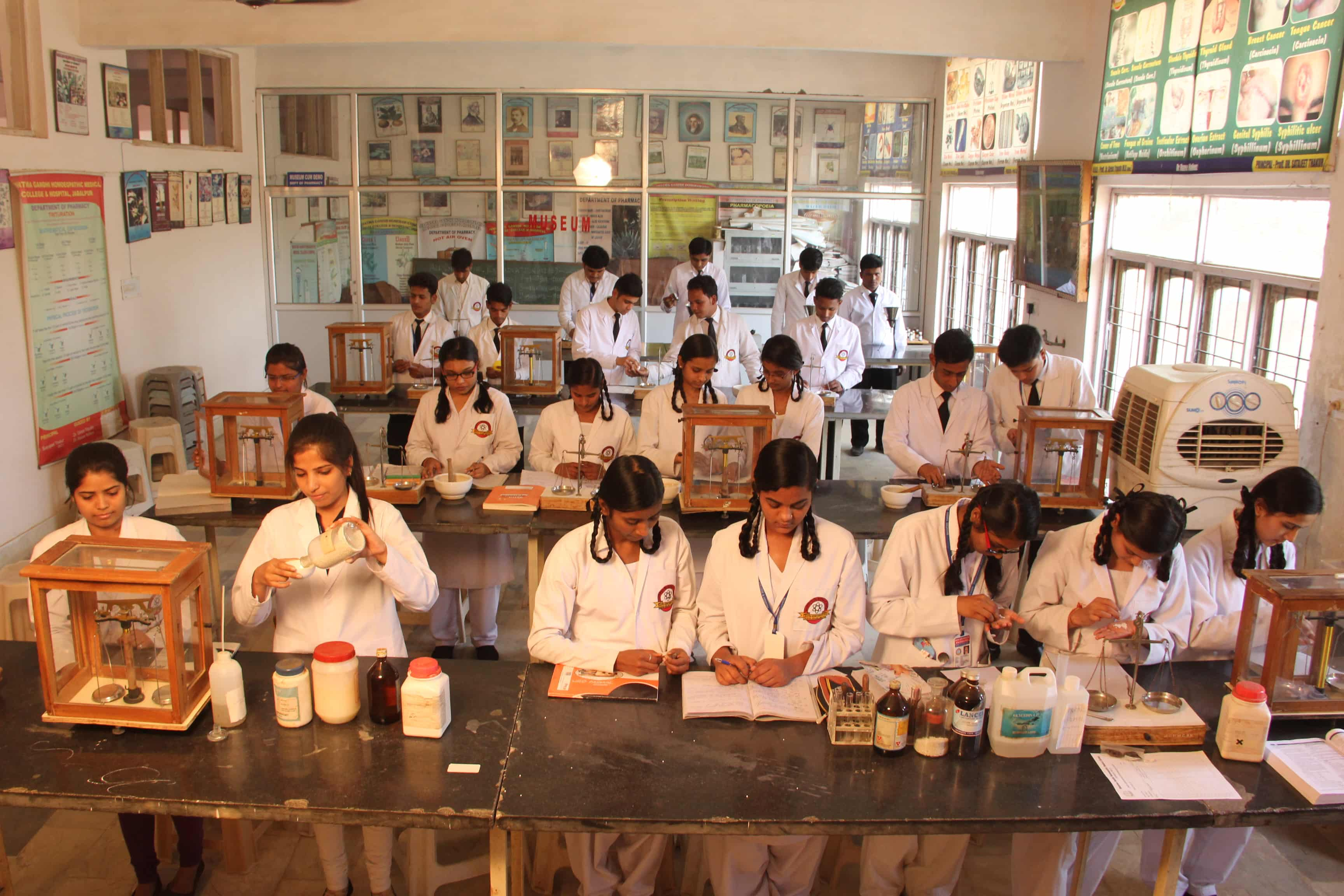 Students experimenting in a lab.